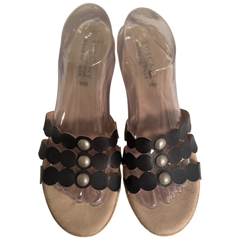 Easy Street Tuscany Black Cork Platform Slide Sandals Women’s 10 Boho